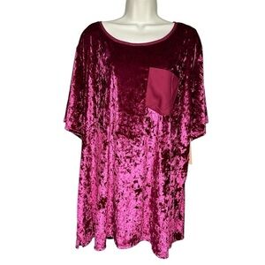 Evri Crushed Velvet Women’s Plus Size Short Sleeve Cocktail Top Size 3X
